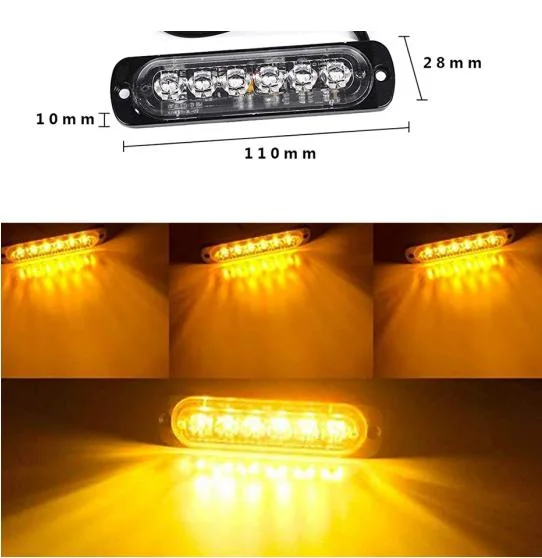 High Visibility Car Emergency Signal Caution Lighting 12V 24V Flashing 6W LED Vehicle Truck LED Warning Strobe Lamp LED Side Marker Traffic Warning Light