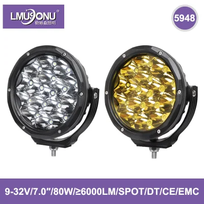 5948 Nuove luci di guida a LED da 80 W Fascio spot da 7,0 pollici 6000 lm con connettore DT per SUV, camion, autobus