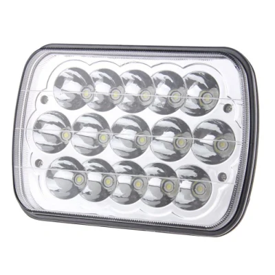 7X6 5X7 45W Faro LED per auto a fascio sigillato rettangolare 15 LED Luce da lavoro Epistar 3030 CREE Ausiliari Auto Moto Alta Baja Faro LED