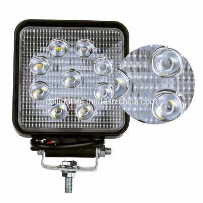 Luce da lavoro quadrata da 4,3 pollici IP68 55mm Spessore 27W Epistar LED Luce da lavoro 12V Luce per camion per carrello elevatore SUV ATV