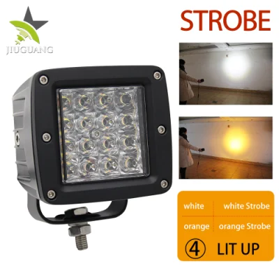 5000 lumen all'ingrosso 2 colori 6500K Strobe Burst lampeggiante 72W 3 pollici CREE Auto Square LED da lavoro per camion fuoristrada