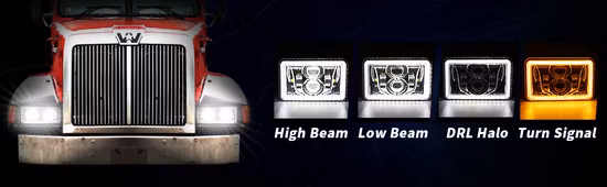 Faro LED rettangolare sostitutivo DOT, abbagliante e anabbagliante, faro LED universale con luce di marcia diurna per moto camion